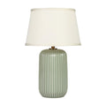 **Lampe de table en céramique vert pâle avec abat-jour en tissu**